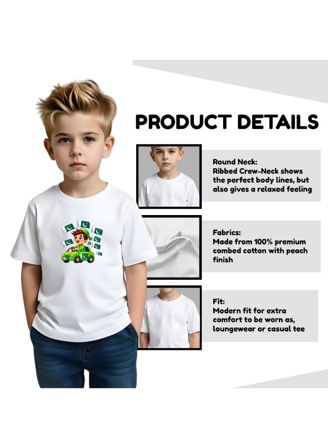 Pakistan Independence Day Kids Boys T-Shirt – Short Sleeve RoundNeck Cotton Tshirt-Ideal for Independence Day Celebrations,School Events - Image 4